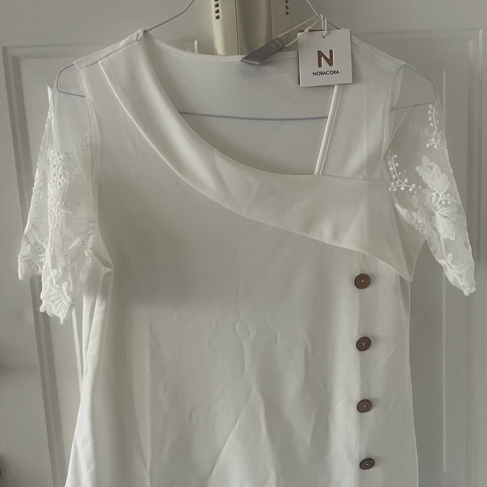 Nona Cora Elegant White Lace Women's Blouse